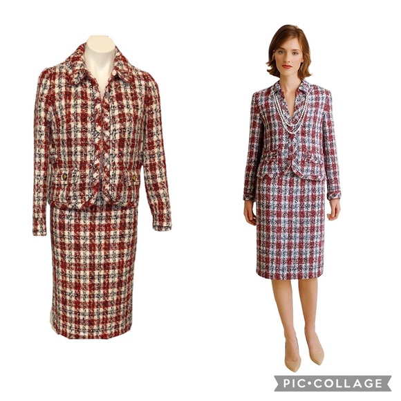 J. Crew Painterly Tweed Collared Lady Jacket Blazer Skirt Suit Set 2 - Picture 1 of 9